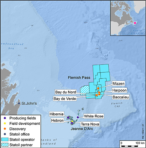 A map of the Flemish Pass Basin. Map by Newfoundland-Canada Offshore Petroleum Board