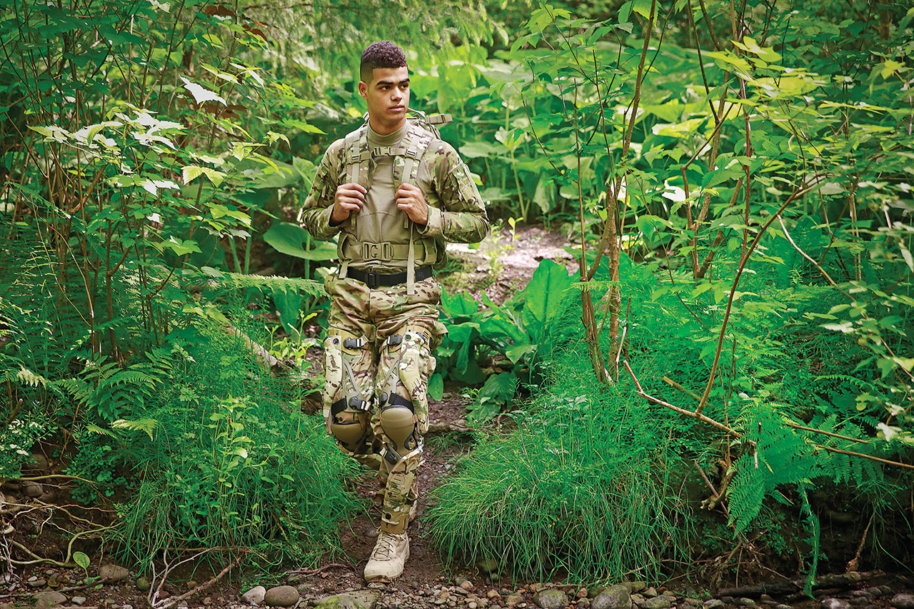 A U.S. soldier wearing a PowerWalk device. Photo by Bionic Power