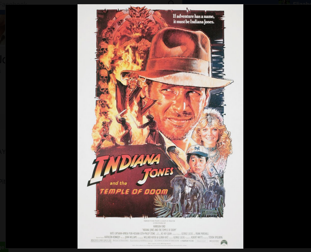 Indiana Jones, movie poster, Facebook, Harrison Ford