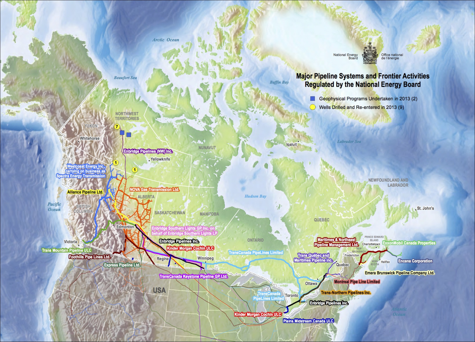 National Energy Board, map, pipelines