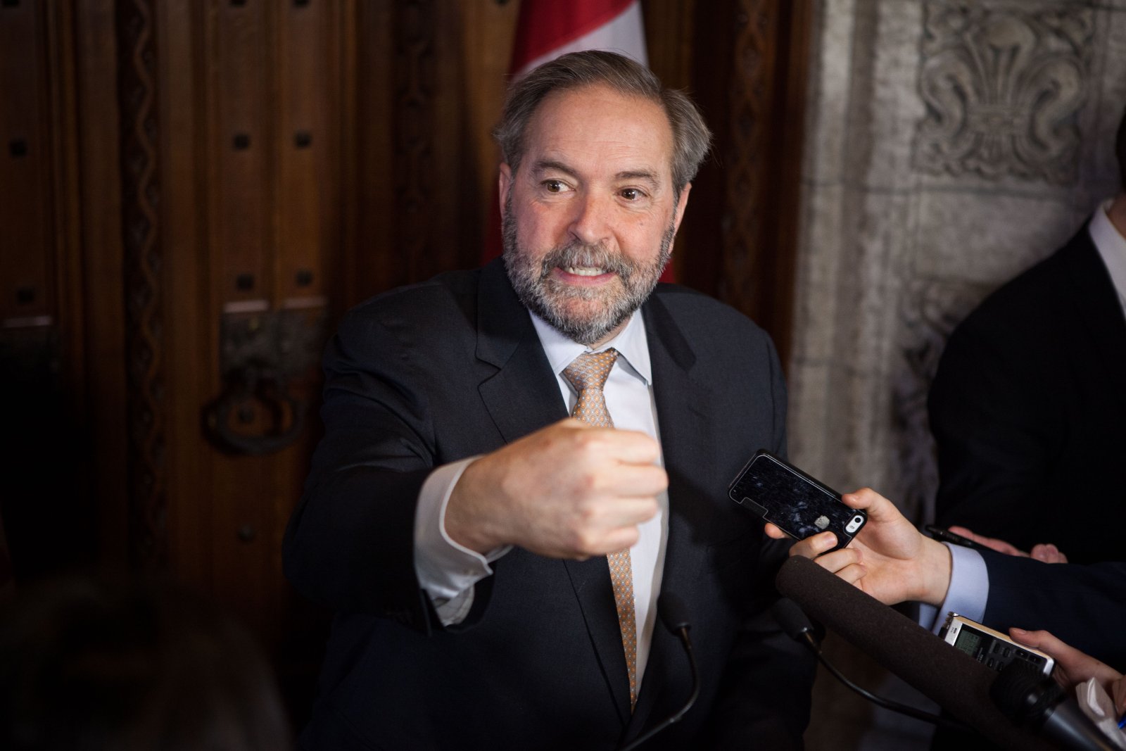 Tom Mulcair, angry, punching, house of commons