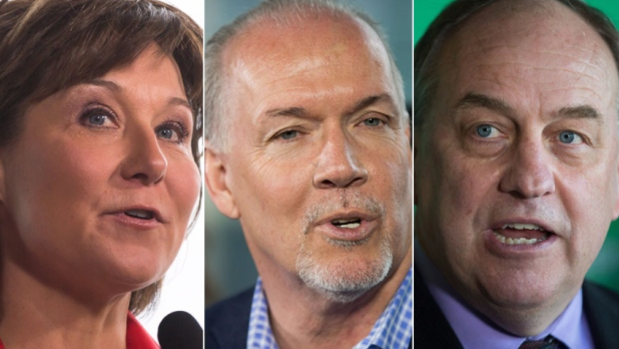 John Horgan, Andrew Weaver, Christy Clark, B.C. election