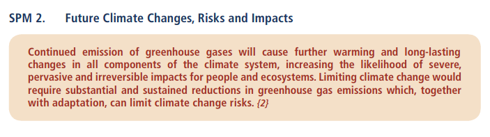 Third statement from 2014 IPCC report. IPCC