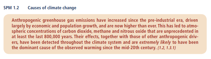 Second statement from IPCC 2014 report on climate change. IPCC