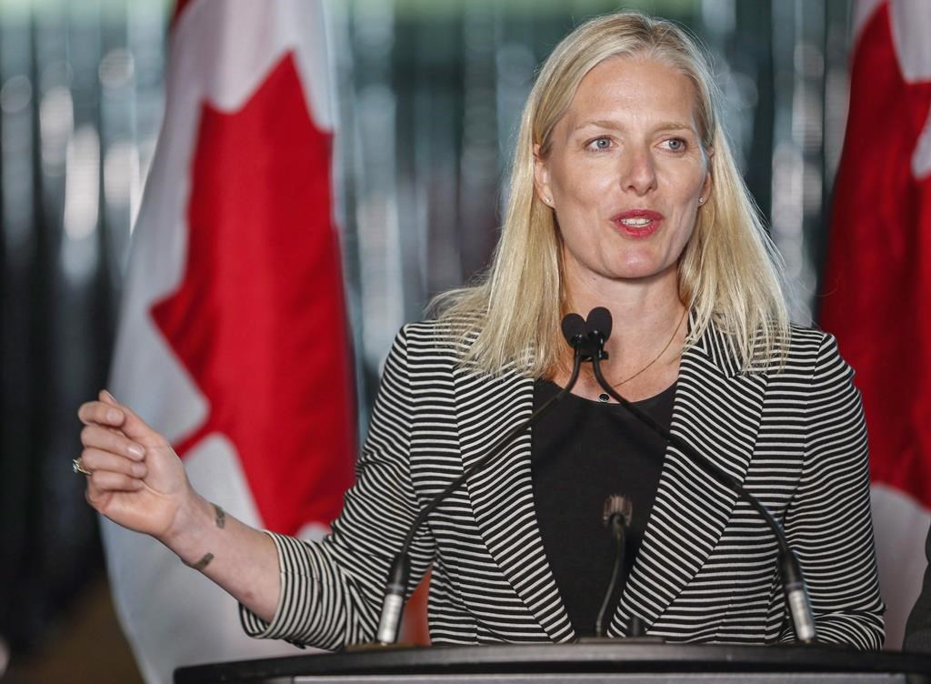 Environment Minister Catherine McKenna speaks at an announcement regarding the Pan-Canadian Framework on Clean Growth and Climate Change in Calgary, Alta., Thursday, May 25, 2017.