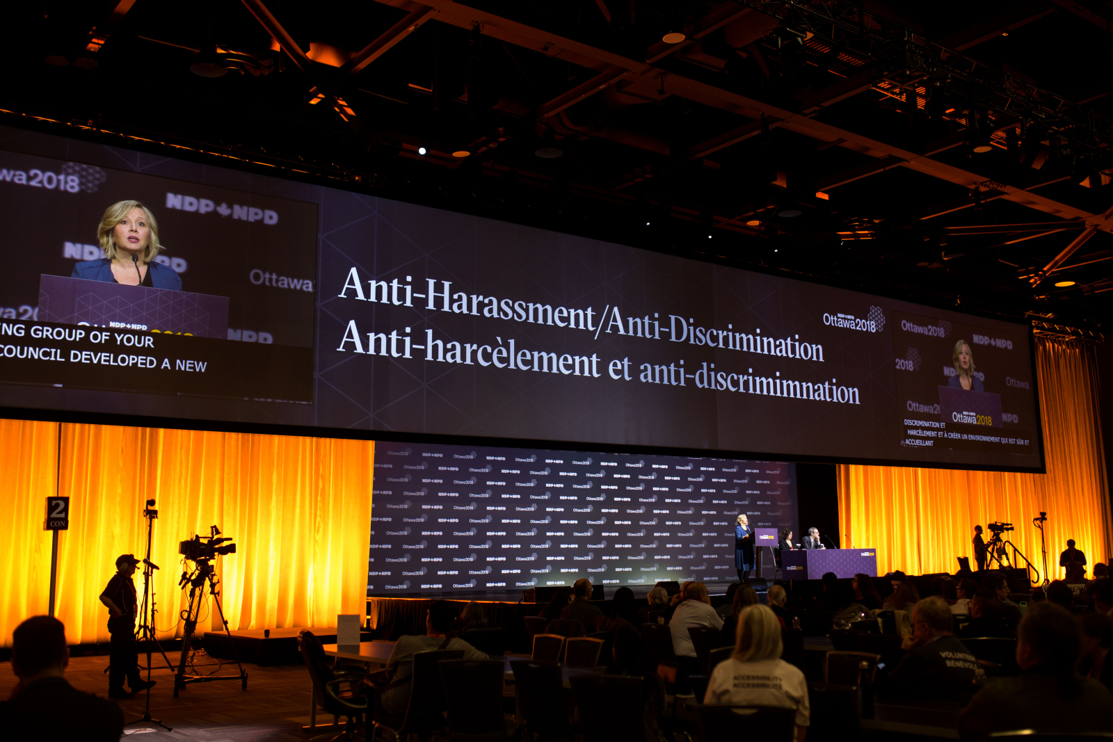 NDP President Marit Stiles outlined a new anti-harassment and anti-discrimination policy Feb. 16, 2018 in Ottawa. Photo by Alex Tétreault