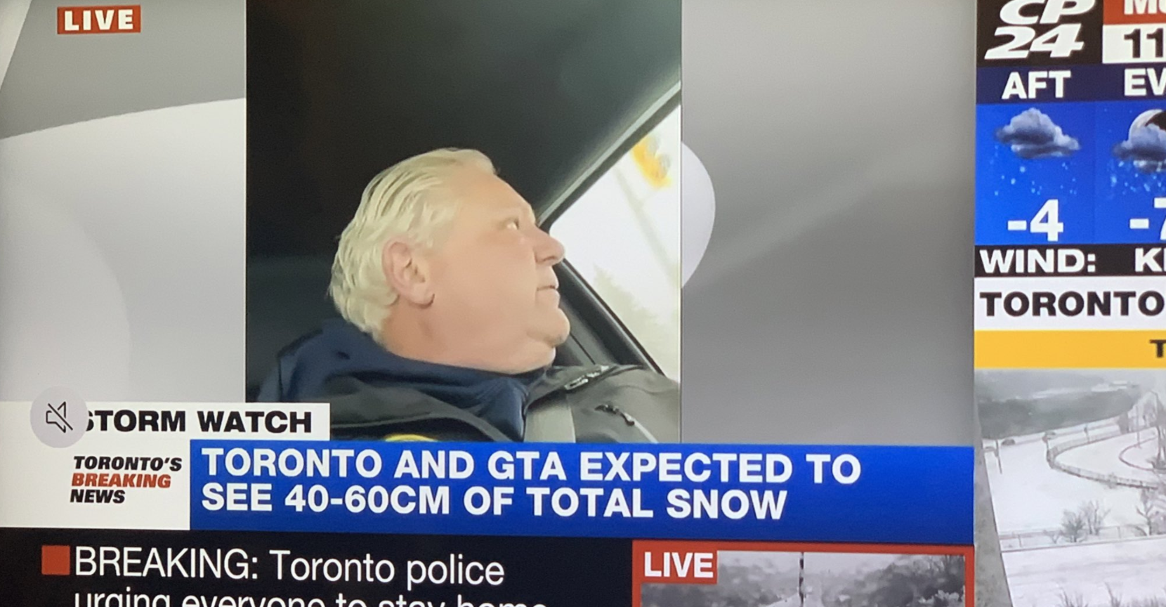 Doug Ford flouts new distracted driver law by doing FaceTime interview  while driving in snow storm