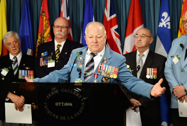 Veteran Ron Clarke at a news conference on Parliament Hill on Jan. 28, 2014. CP file photo