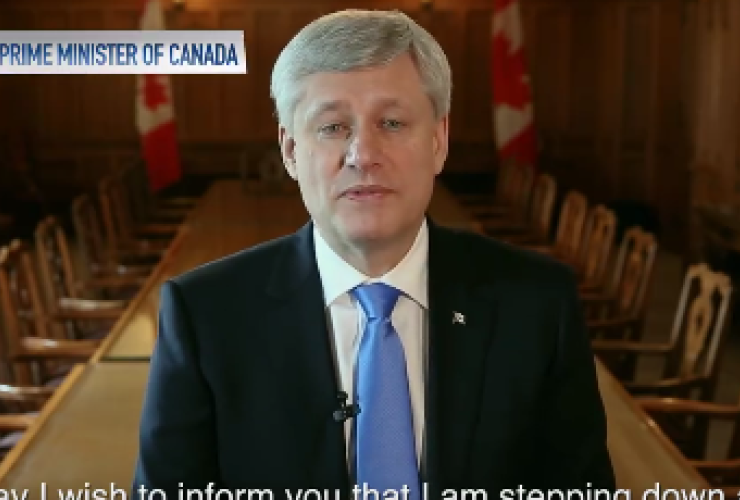 Harper resignation video from Facebook