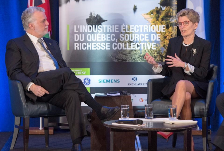 Philippe Couillard, Kathleen Wynne, Quebec, Ontario, hydroelectricity, renewable energy, climate change