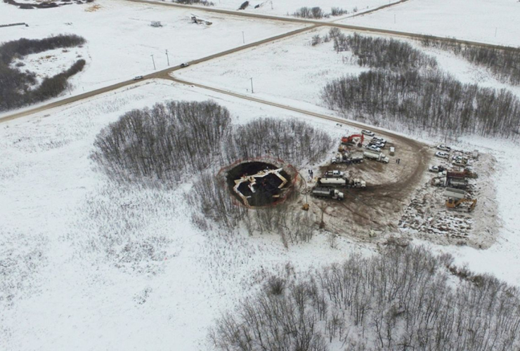 The site of an oil pipeline spill near Stoughton, in southeastern Saskatchewan, on January 23, 2017. Photo by Indigenous and Northern Affairs Canada.