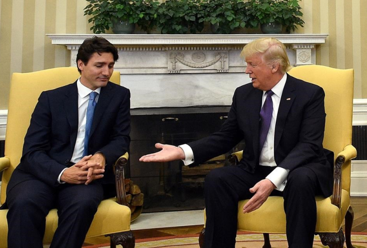 Justin Trudeau, Donald Trump, handshake