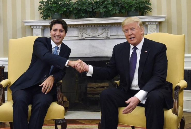 Prime Minister Justin Trudeau meets with U.S. President Donald Trump in the Oval Office of the White House, in Washington, D.C., on Feb. 13, 2017.