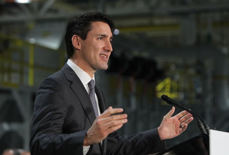 Prime Minister Justin Trudeau speaks at the Ford Essex Engine Plant in Windsor, Ont. on Thursday, March 30, 2017.