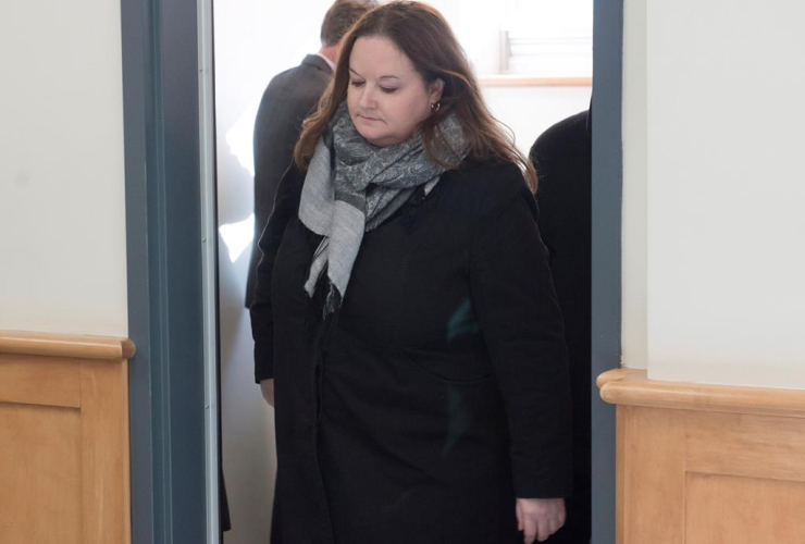 Dr. Sarah Dawn Jones arrives at provincial court in Bridgewater, N.S. on Monday, April 3, 2017.