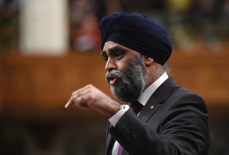 Defence Minister Harjit Sajjan answers a question during Question Period in the House of Commons in Ottawa on April 4, 2017.