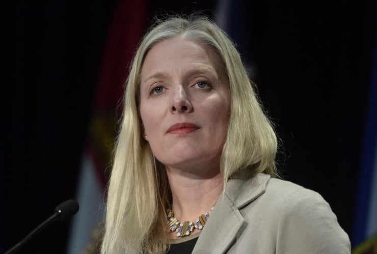 Minister of Environment and Climate Change Catherine McKenna speaks during a news conference following meetings with provincial counterparts in Ottawa, Wednesday, February 22, 2017.