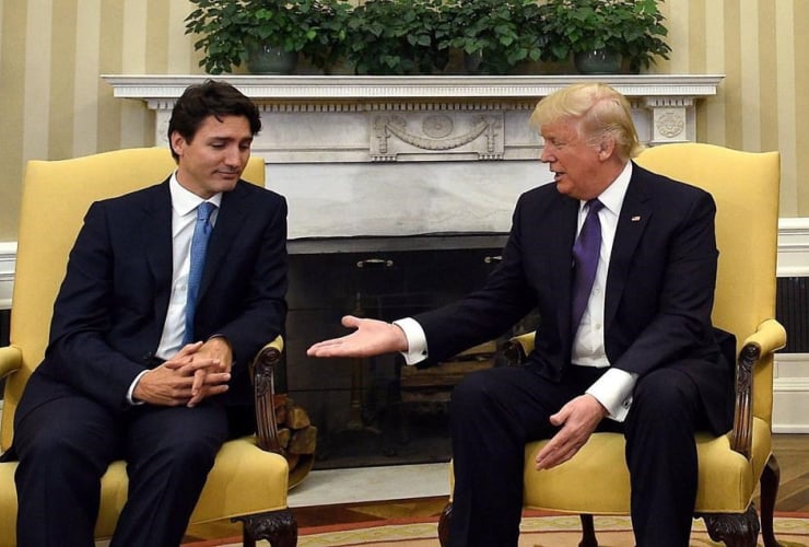 Prime Minister Justin Trudeau meets with US President Donald Trump in the Oval Office of the White House in Washington, DC on Monday, Feb. 13, 2017. File photo by The Canadian Press/Sean Kilpatrick