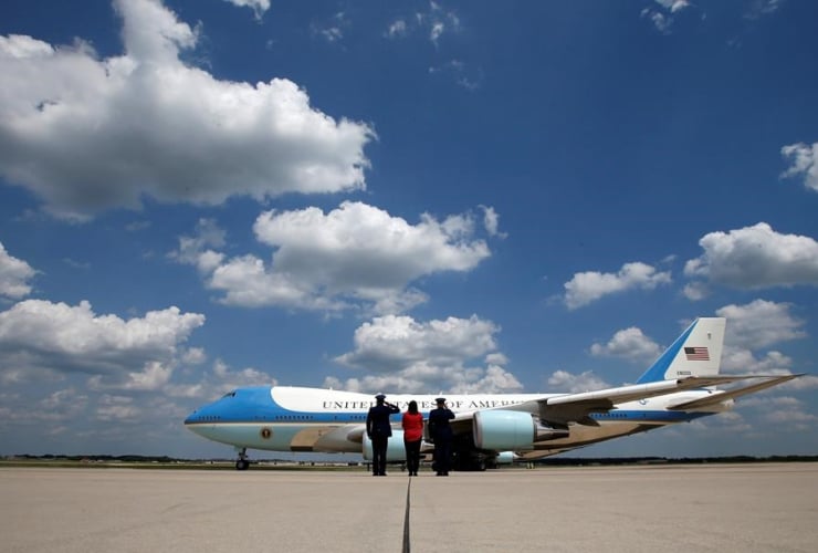 Air Force One with President Donald Trump aboard, taxis for takeoff at Andrews Air Force Base, Md., Friday, May 19, 2017.