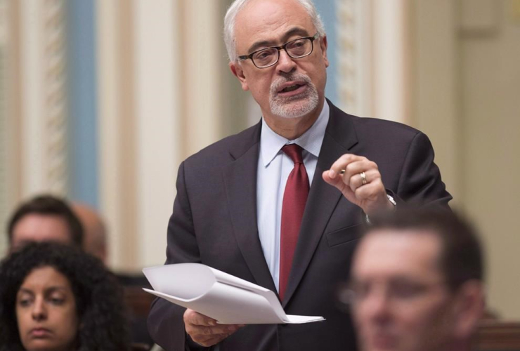 Quebec Finance Minister Carlos Leitao responds to the Opposition during question period on May 30, 2017 at the legislature in Quebec City. File photo by The Canadian Press/Jacques Boissinot