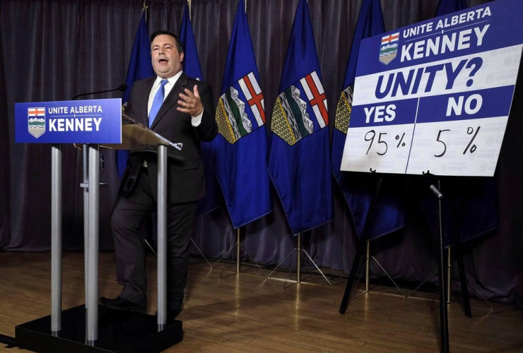 Alberta PC Party leader, Jason Kenney, referendum on unity, Calgary,