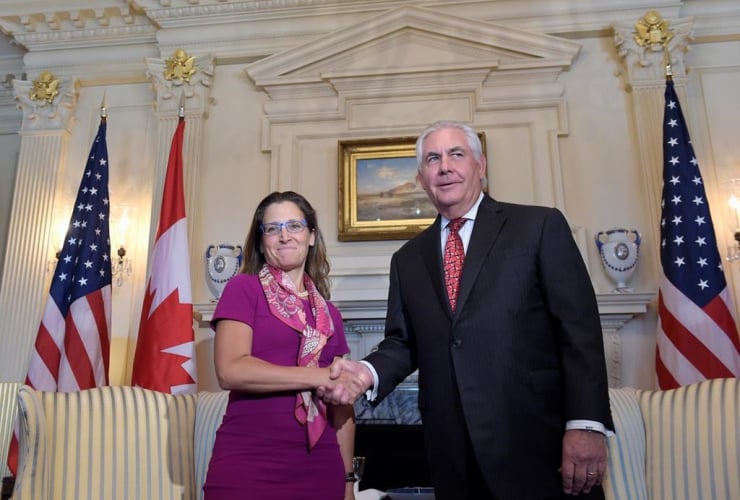 Secretary of State, Rex Tillerson, Canadian Foreign Minister, Chrystia Freeland