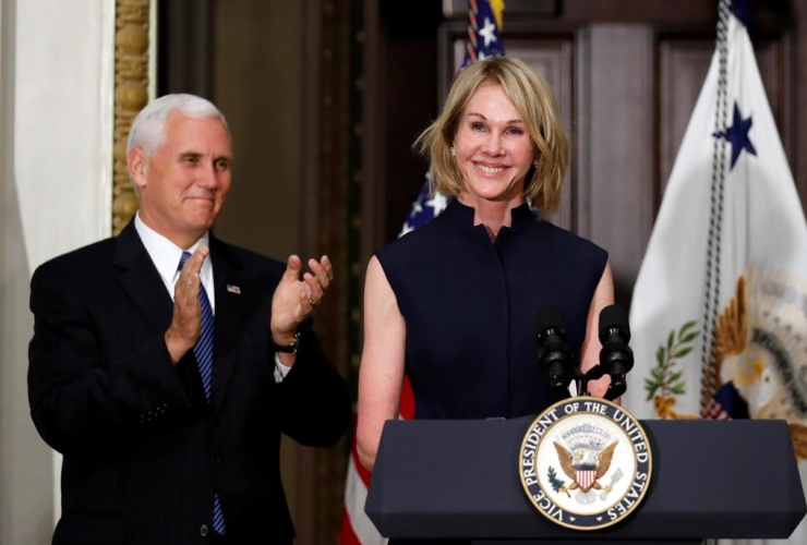 Vice President Mike Pence, U.S. Ambassador to Canada, Kelly Knight Craft, swearing in ceremony, Indian Treaty Room, 