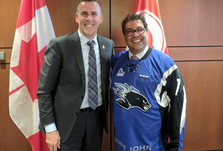 Saint John Mayor Don Darling and Calgary Mayor Naheed Nenshi