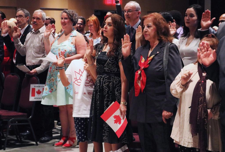 People, citizenship oath, Pier 21 immigration centre, Halifax,