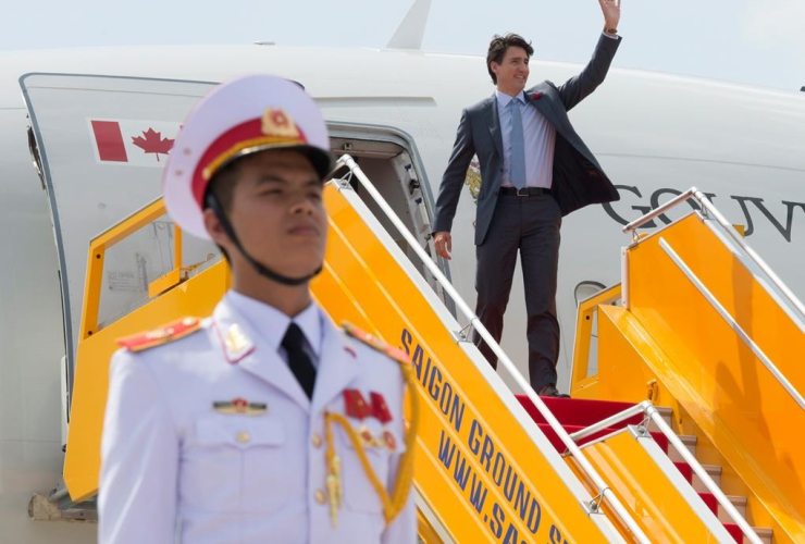 Canadian Prime Minister Justin Trudeau arrives in Da Nang, Vietnam, for the APEC summit Friday, November 10, 2017. 