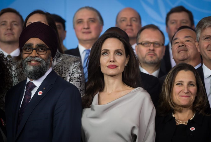 UNHCR Special Envoy, Angelina Jolie, Harjit Sajjan, Chrystia Freeland, U.N. Peacekeeping Defence Ministerial conference,