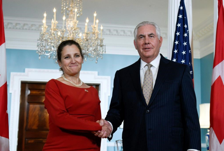 Secretary of State, Rex Tillerson, Canadian Foreign Minister, Chrystia Freeland, 