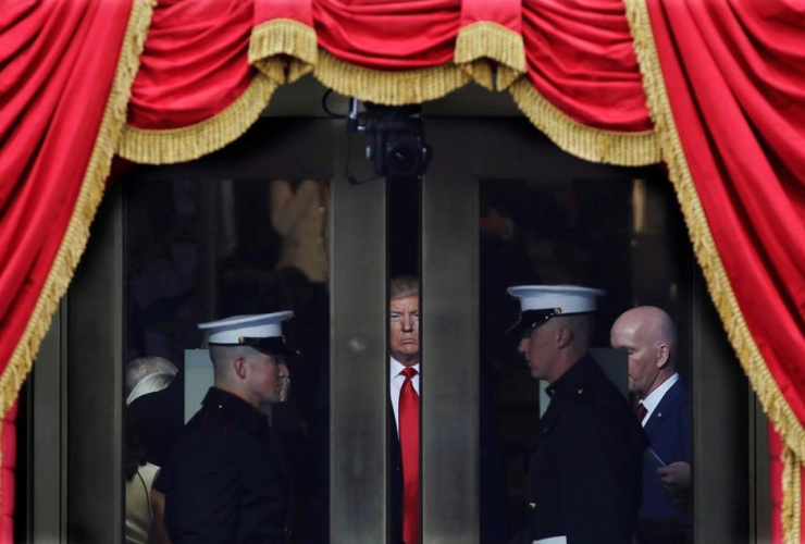 Donald Trump, portico, Presidential Inauguration, Capitol, Washington, 