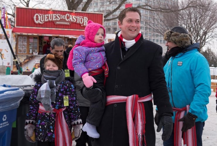 Conservative Leader, Andrew Scheer, daughter, Palais de Bonhomme, Quebec, winter carnival, Quebec City,