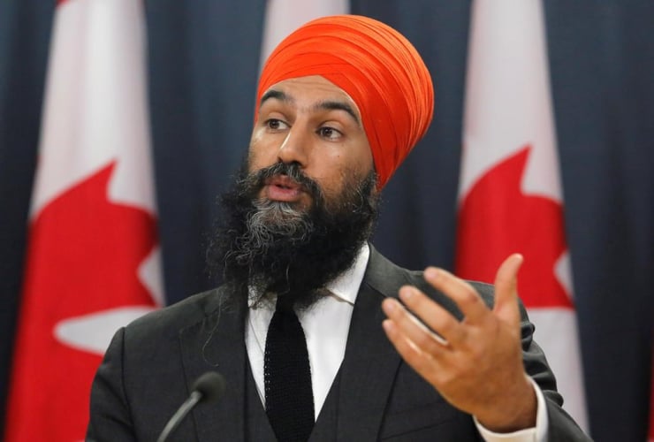 NDP leader Jagmeet Singh speaks at a press conference as he unveils the NDP's top priorities ahead of the federal budget on Tuesday, February 13, 2018. Photo by The Canadian Press/ Patrick Doyle