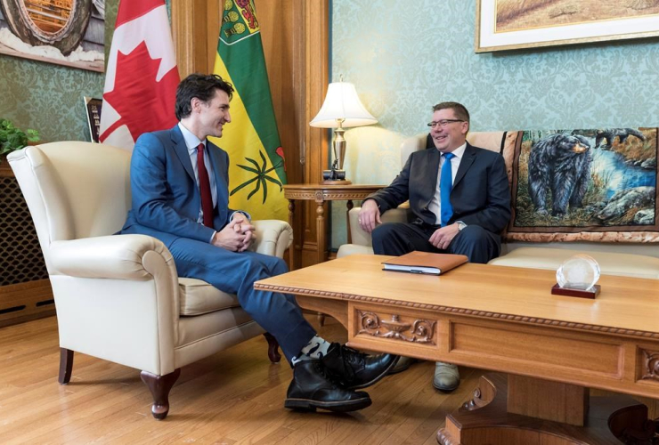 Prime Minister Justin Trudeau, Saskatchewan Premier Scott Moe, Legislative Building, Regina,