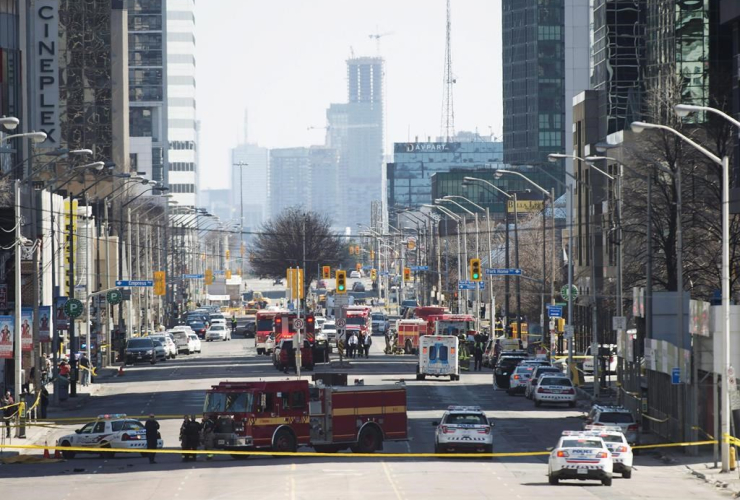Yonge Street, Toronto, van, sidewalk, crashing, pedestrians,