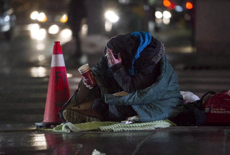 homeless person, downtown Toronto, 