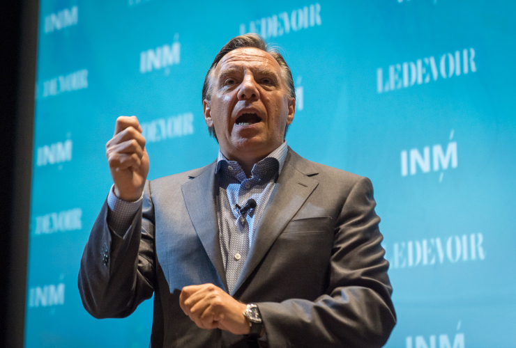 François Legault, leader of the CAQ, at a Quebec election event on August 17