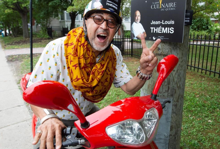 Jean-Louis Themis, Culinary Party of Quebec, campaign scooter,