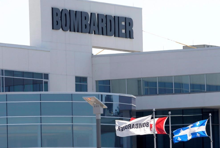 Flags, Bombardier plant, Montreal, 