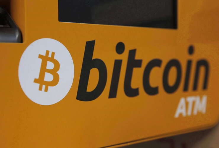 Bitcoin logo, ATM, Hong Kong,