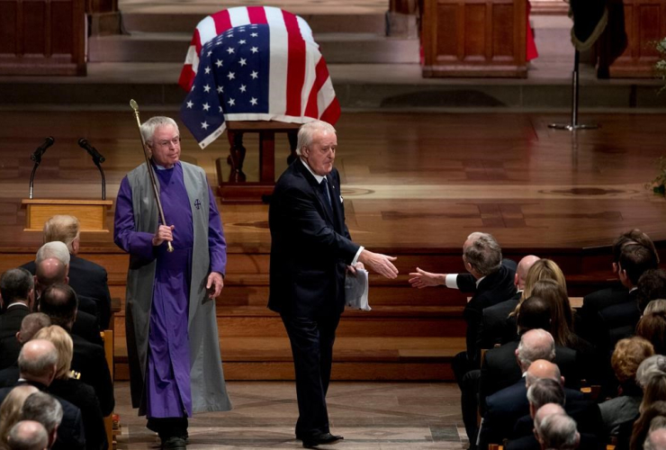 Brian Mulroney, President George W. Bush, State Funeral, former President George H.W. Bush, National Cathedral, 