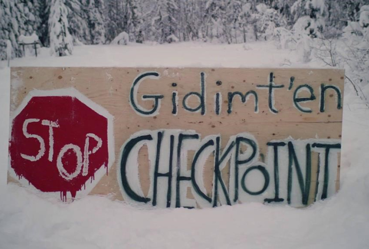 sign, blockade, Gidimt'en, Wet'suwet'en, First Nation, Wet'suwet'en Access Point, 