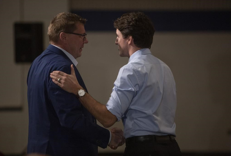 Saskatchewan Premier Scott Moe, Prime Minister Justin Trudeau,
