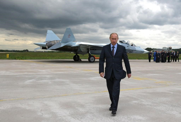 Russian Prime Minister Vladimir Putin, Russian fighter jet, Zhukovksy, 