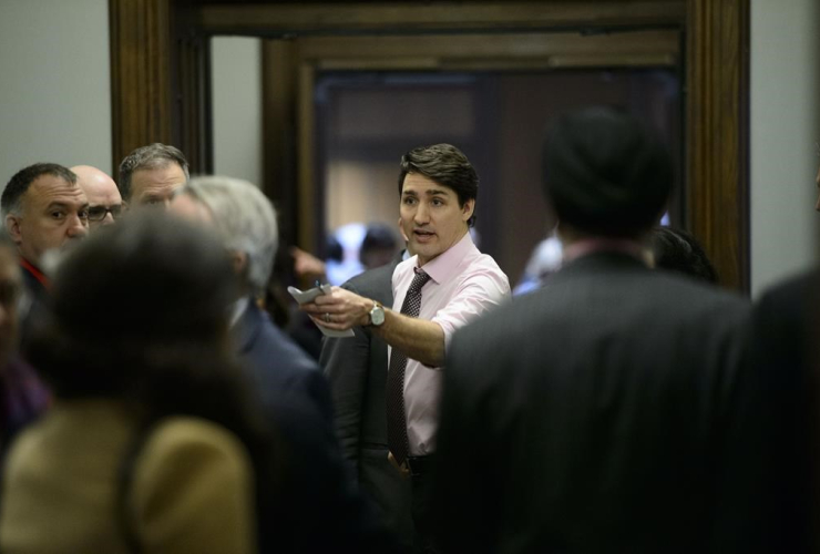 Prime Minister Justin Trudeau, caucus meeting, Parliament Hill, Ottawa,