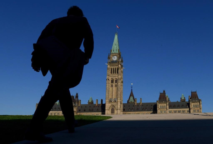 man, walks, Parliament Hill, Ottawa, 
