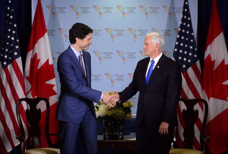 Prime Minister Justin Trudeau, United States Vice President Mike Pence,