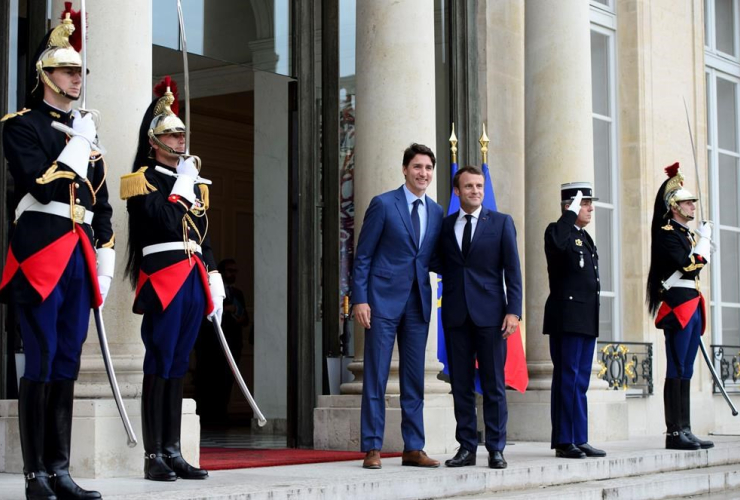 Prime Minister Justin Trudeau, French President Emmanuel Macron,